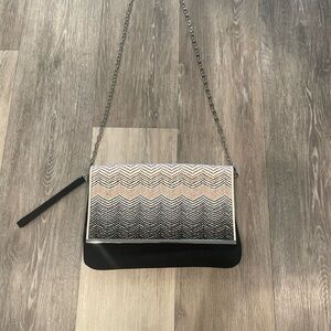 WHBM Chic Black and Tan Women's Clutch NWOT